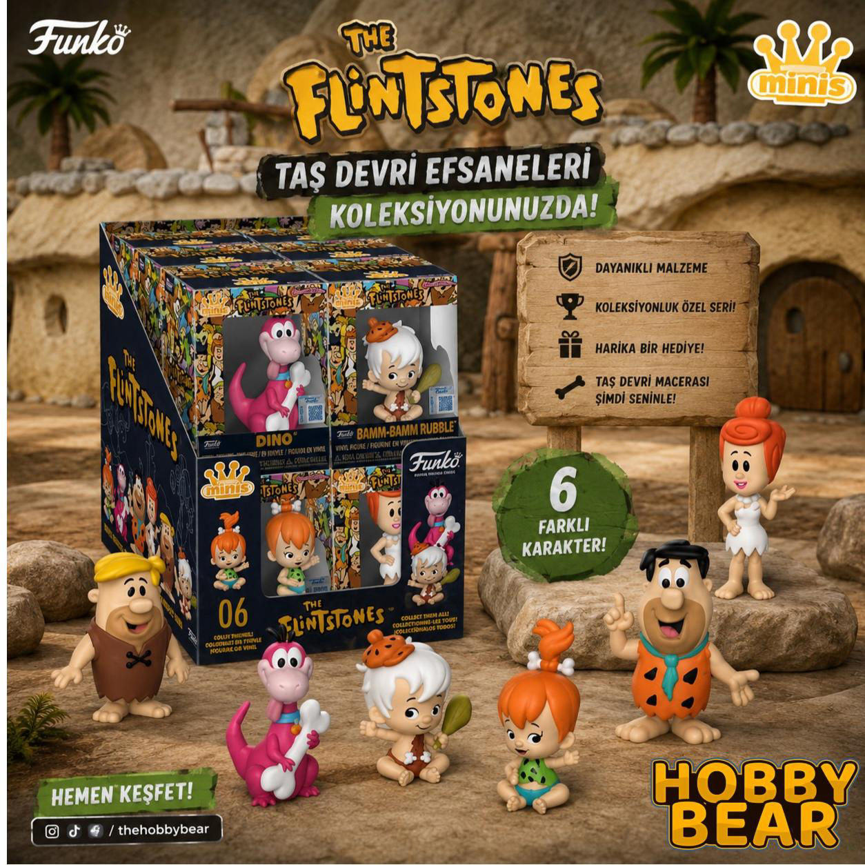 POP MİNİ : TAŞ DEVRİ ( THE FLİNTSTOENS ) 6 LI SET